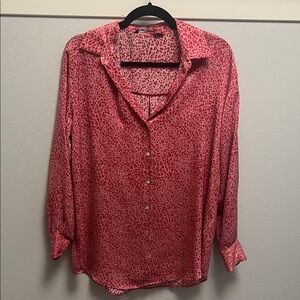 Zara Red Animal Print Blouse